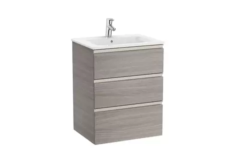 Oferta de Unik -mueble base de tres cajones y lavabo centrado, a la derecha o a la izquierda por 602,58€ en Roca