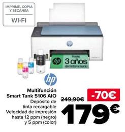 Oferta de HP - Multifunción  Smart Tank 5106 Aio por 179€ en Carrefour