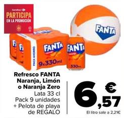 Oferta de Fanta  - Refresco Naranja, Limón O Naranja Zero por 6,57€ en Carrefour