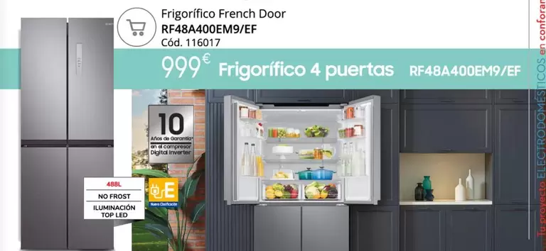 Oferta de Samsung - Frigorífico French Door RF48A400EM9/EF por 999€ en Conforama