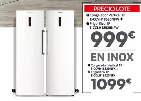 Oferta de Corberó - Congelador Vertical 1P E-CCVH18520NFW  por 999€ en Conforama