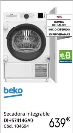 Oferta de Beko - Secadora Integrable DIHS7414GAO  por 639€ en Conforama