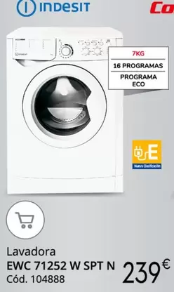 Oferta de Indesit - EWC 71252 W SPT N por 239€ en Conforama