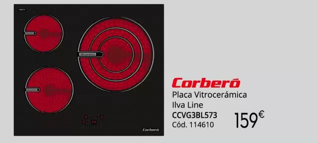 Oferta de Corberó - Placa Vitroceramica Ilva Line CCVG3BL573  por 159€ en Conforama