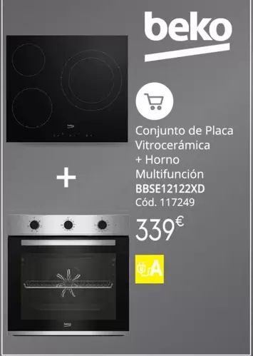 Oferta de Beko - Conjunto De Placa Vitroceramica + Horno Multifuncion BBSE12122XD  por 339€ en Conforama