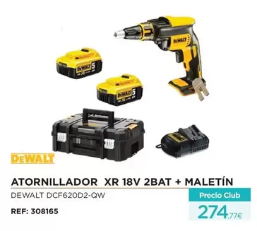 Oferta de Dewalt - Atornillador XR 18V 2BAT + Maletin por 274,77€ en Manau