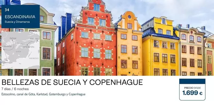 Oferta de Bellezas De Suecia Y Copenhague por 1699€ en Tui Travel PLC