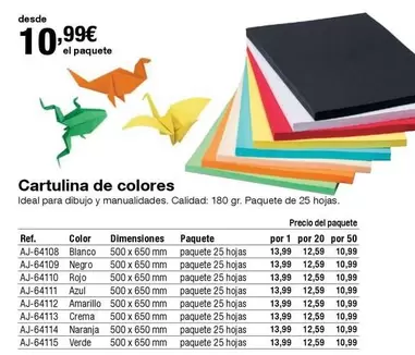 Oferta de  Cartulina De Colores por 10,99€ en Staples Kalamazoo