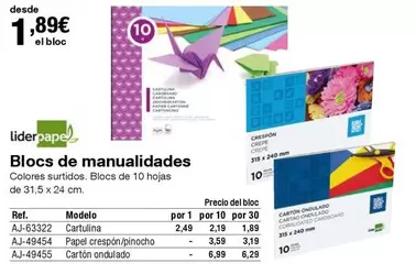 Oferta de Liderpapel - Blocs De Manualidades por 1,89€ en Staples Kalamazoo