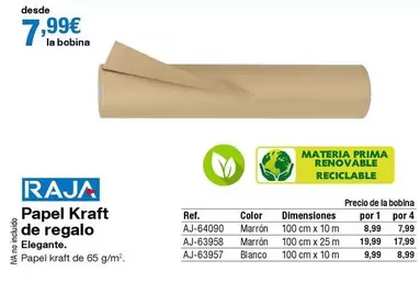 Oferta de Raja - Papel Kraft De Regalo por 7,99€ en Staples Kalamazoo