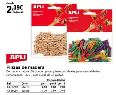 Oferta de Apli - Pinzas De Madera por 2,39€ en Staples Kalamazoo