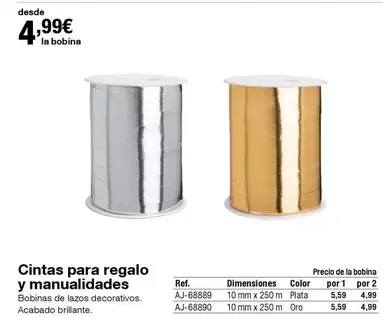 Oferta de Oro - Cintas Para Regalo Y Manualidades por 4,99€ en Staples Kalamazoo