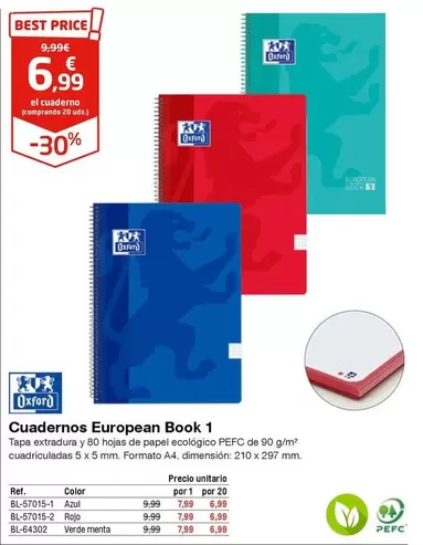 Oferta de Oxford - Cuadernos European Book 1 por 6,99€ en Staples Kalamazoo