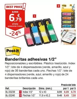 Oferta de Post-it - Banderitas Adhesivas 1/2" por 6,79€ en Staples Kalamazoo