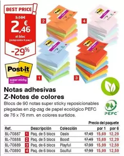 Oferta de Post-it - Notas Adhesivas Z-Notes De Colores por 2,46€ en Staples Kalamazoo