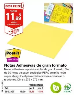 Oferta de Post-it - Notas Adhesivas De Gran Formato por 11,89€ en Staples Kalamazoo