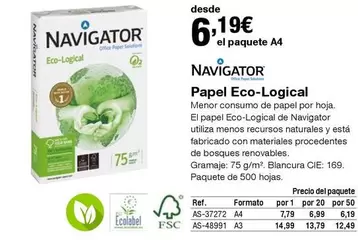 Oferta de Navigator - Papel Eco-Logical por 6,19€ en Staples Kalamazoo