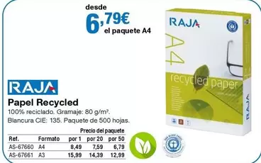 Oferta de Raja - Papel Recycled por 6,79€ en Staples Kalamazoo