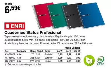 Oferta de Enri - Cuadernos Staus Profesional por 6,59€ en Staples Kalamazoo