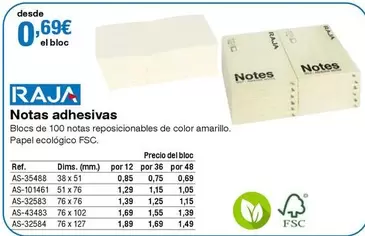 Oferta de Raja - Notas Adhesivas por 0,69€ en Staples Kalamazoo