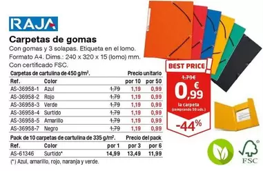 Oferta de Raja - Carpetas De Gomas por 0,99€ en Staples Kalamazoo