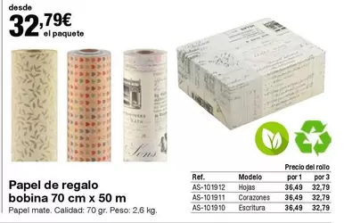 Oferta de Papel De Regalo Bobina por 32,79€ en Staples Kalamazoo