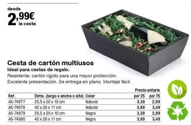 Oferta de Cesta De Cartón Multiusos por 2,99€ en Staples Kalamazoo