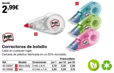 Oferta de Pritt - Correctores De Bolsillo por 2,99€ en Staples Kalamazoo