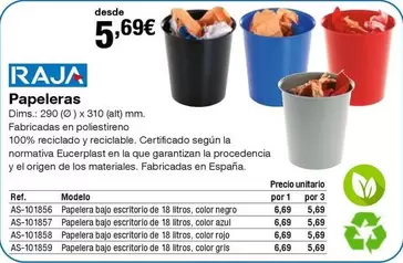 Oferta de Raja - Papeleras por 5,69€ en Staples Kalamazoo