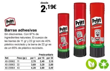 Oferta de Pritt - Barras Adhesivas por 2,19€ en Staples Kalamazoo