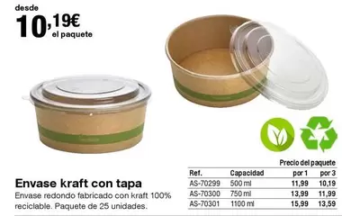 Oferta de Envase Kraft Con Tapa por 10,19€ en Staples Kalamazoo