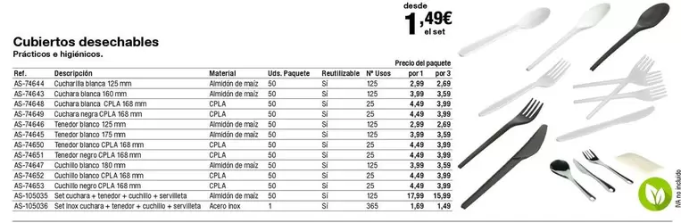 Oferta de Cubiertos Desechables por 1,49€ en Staples Kalamazoo