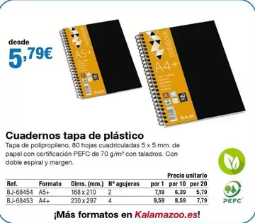 Oferta de Cuadernos Tapa De Plástico por 5,79€ en Staples Kalamazoo