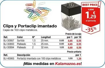 Oferta de Clips Y Portaclip Imantado por 1,29€ en Staples Kalamazoo