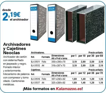 Oferta de Archivadores Y Cajetines Neoclas por 2,19€ en Staples Kalamazoo