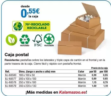 Oferta de Caja Postal por 0,55€ en Staples Kalamazoo