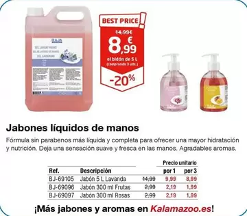 Oferta de Jabones Líquidos De Manos por 8,99€ en Staples Kalamazoo