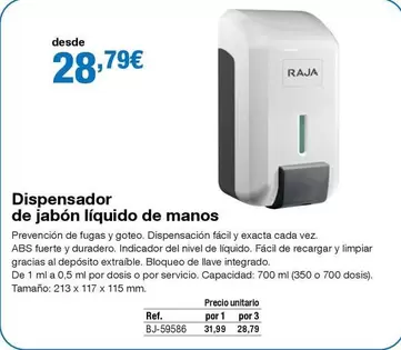 Oferta de Dispensador De Jabón Líquido De Manos por 28,79€ en Staples Kalamazoo