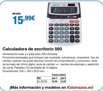 Oferta de Solar - calculadora de escritorio 560 por 15,99€ en Staples Kalamazoo