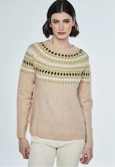 Oferta de Jersey jackard BEIGE por 39,99€ en Dandara