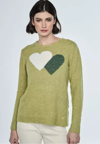 Oferta de Jersey corazón doble VERDE por 31,99€ en Dandara