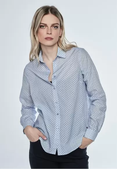 Oferta de Blusa estampada cuadrito AZUL por 23,99€ en Dandara