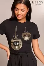 Oferta de Pompón en negro - Camiseta navideña de Lipsy por 46€ en Next