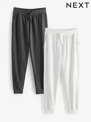 Oferta de Gris - Bajo ajustado - Lightweight 100% Cotton Joggers 2 Pack (E36552) | 36 € por 36€ en Next
