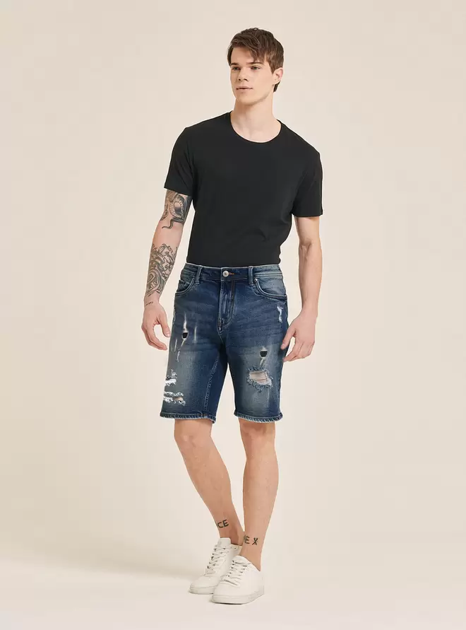 Oferta de Bermuda in denim stretch con rotture por 10,99€ en Alcott