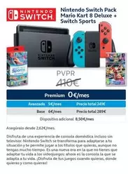 Oferta de Nintendo -  Switch Pack Mario Kart 8 Deluxe + Switch Sports por 410€ en Movistar