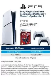 Oferta de Sony -  Playstation 5 Con Dos Mandos Dualsense Y Marvel's Spider-man 2 por 609,99€ en Movistar