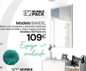 Oferta de Modelo Bandel Recibidor Con 2 Puertas Y Estants Interiores por 109€ en Tifón Muebles