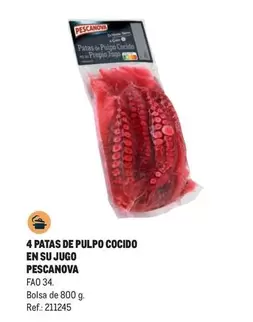 Oferta de Pescanova - 4 Patas De Pulpo Cocido En Su Jugo en Makro