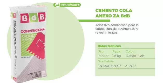 Oferta de Blanco - Bdb - Cemento Cola Anetto en BdB